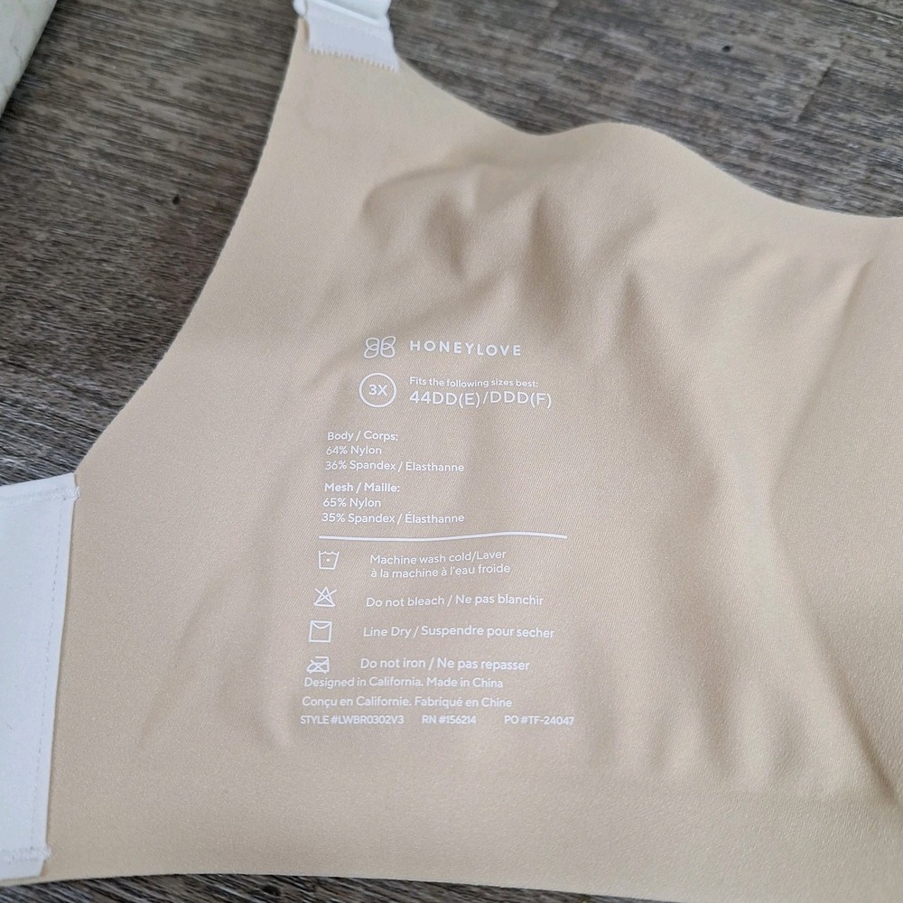 EUC Honeylove Crossover Bra White Size 3xl 44dd Wireless Comfort - Picture 4 of 4